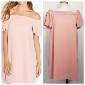 TOPSHOP blush off the shoulder dress size 8
